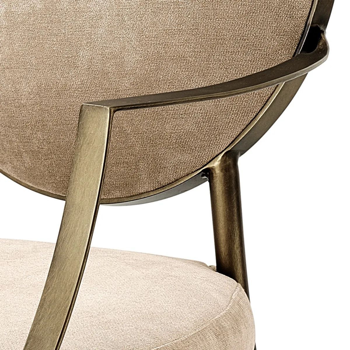 Eichholtz Scribe Dining Chair With Arms With Arm Dark Brass Greige Vel, Neutral Velvet | Barker & Stonehouse 4