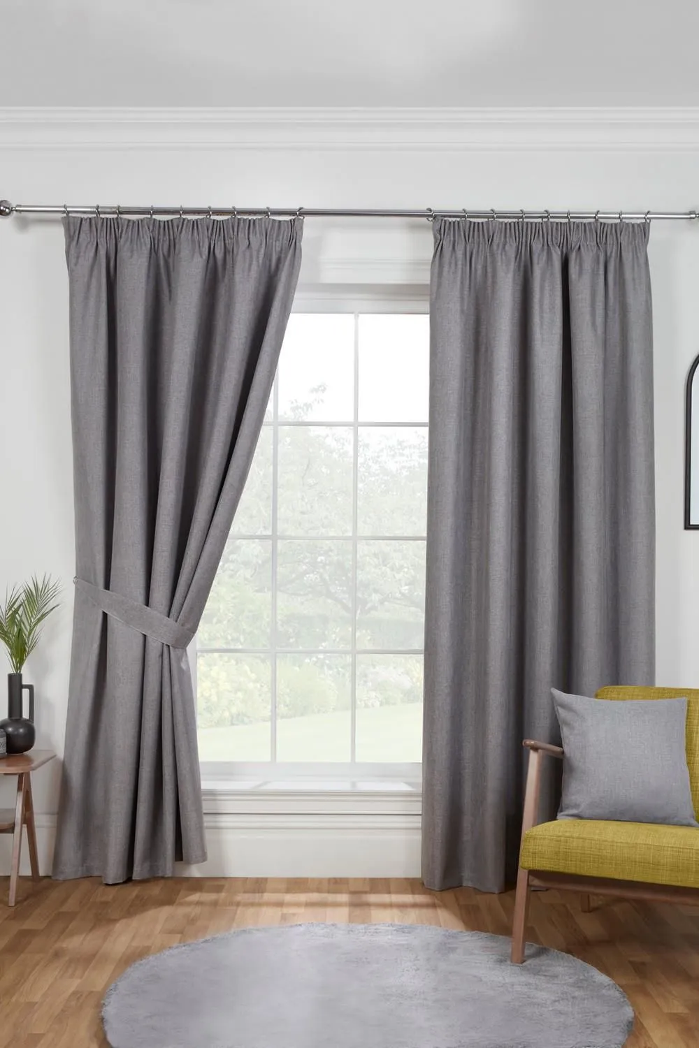 Sundour Eclipse Pencil Pleat Blackout Curtains Taped Curtain Pair in Grey 1
