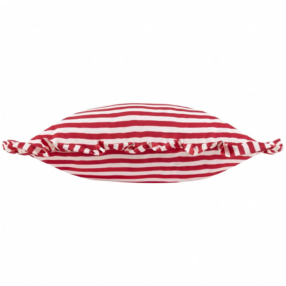 Wylder Millie Ruffle Striped Outdoor Cushion in Red 3