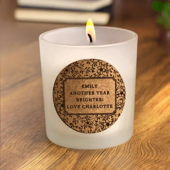 Personalised Floral Cork Label Candle Jar 2
