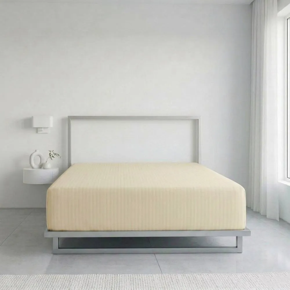 Snug City Luxury Satin Stripe T250 Cotton Rich Soft Extra Deep 30cm Fitted Sheet in Cream