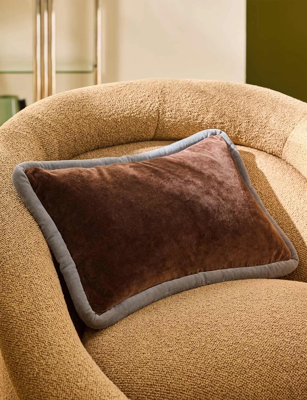 MADE Velvet Huxley Cushion Grey Mix