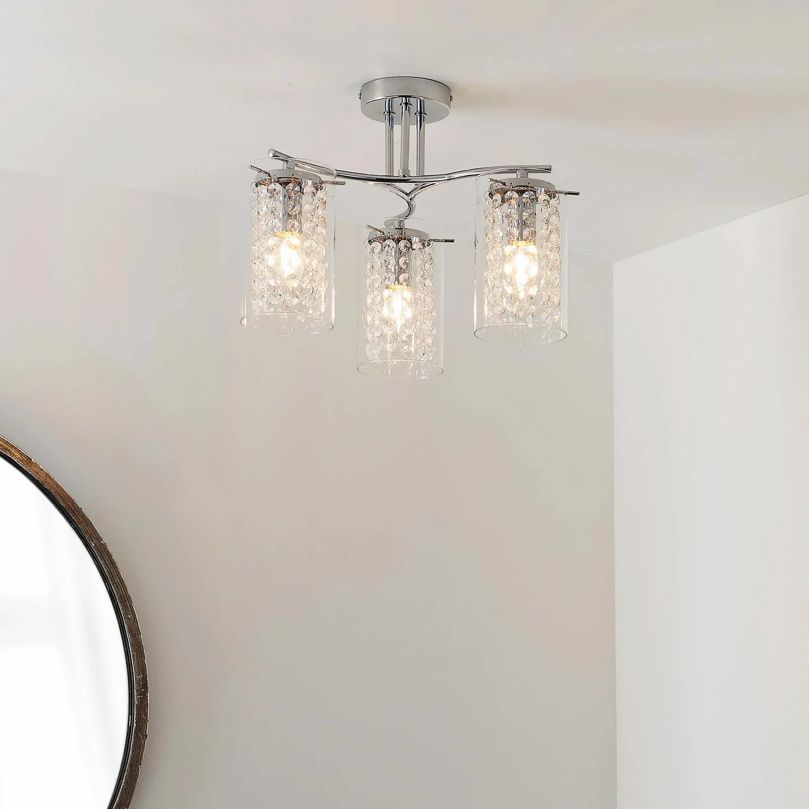 Vogue Kerr 3 Light Semi Flush Ceiling Fitting Chrome