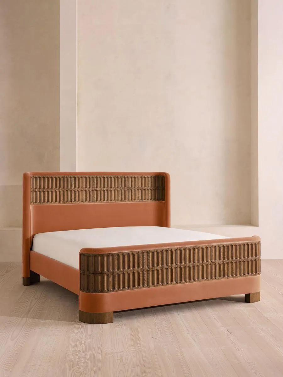 Devon Bed, Super king, Velvet, Antique Rose