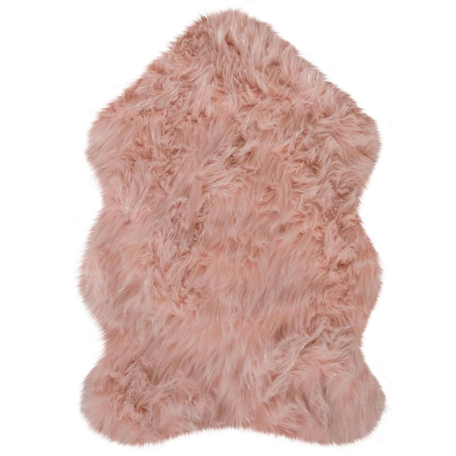 Single Pelt Shimmer Faux Sheepskin Rug Blush