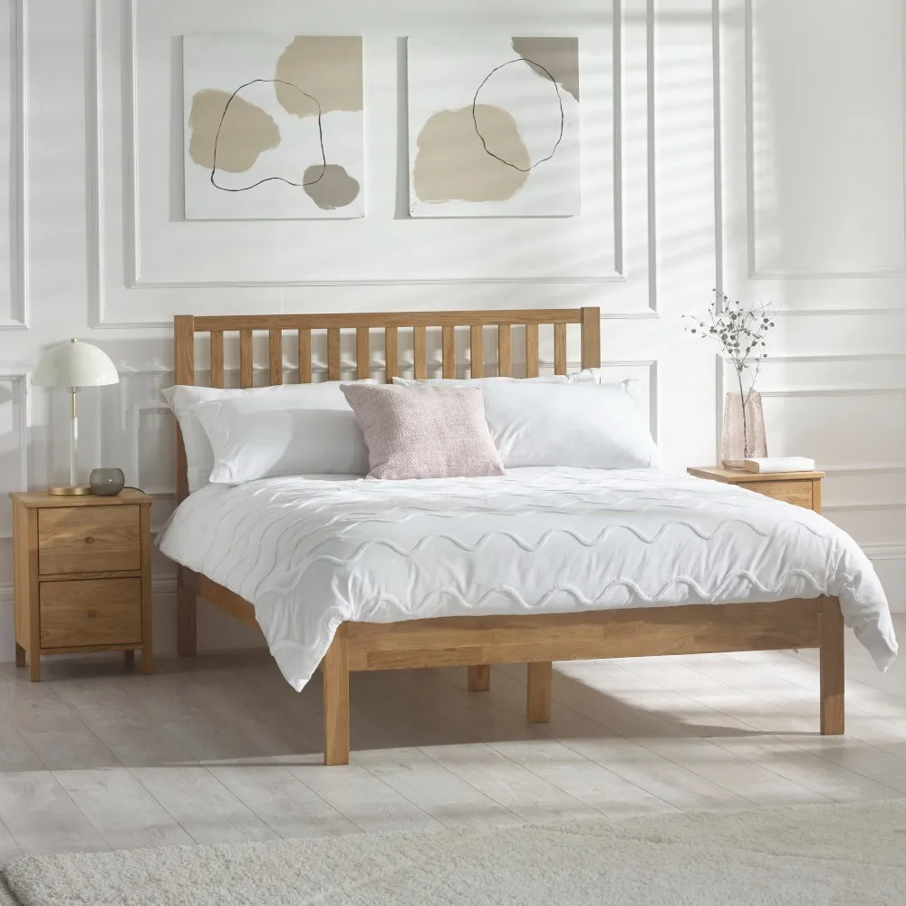 Coxmoor - Double – Low Foot-End Bed - Oak - Wood – 4ft6 – Happy Beds 1