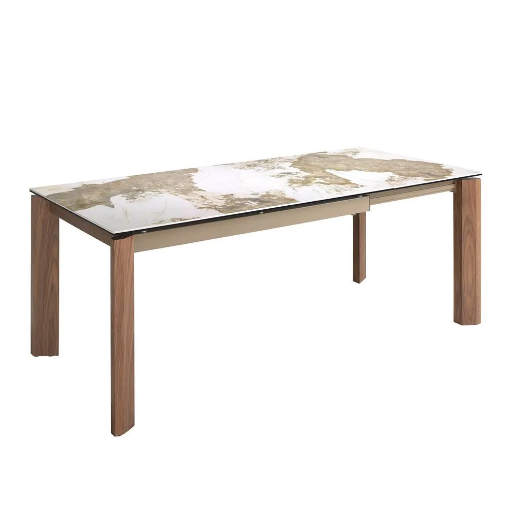 Angel Cerda Rectangular Extendable Dining Table Porcelain Marble in White