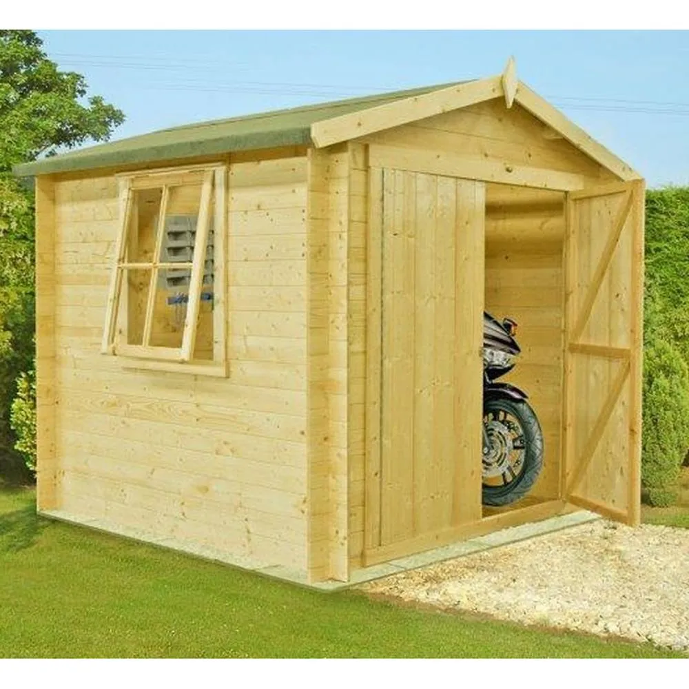 Shires Bradley Log Cabin Home Office Garden Room Approx 7 x 7 Feet in Light Tan