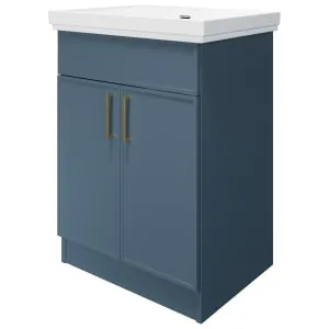 Wickes Haven Misty Blue Freestanding Vanity Unit & Haven Basin - 865 x 600mm