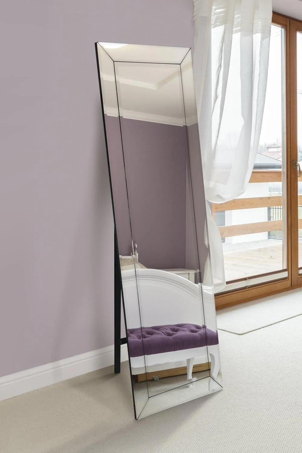MirrorOutlet 'Horsley' All Glass Free Standing Modern Cheval Mirror 170 x 58 CM in Clear