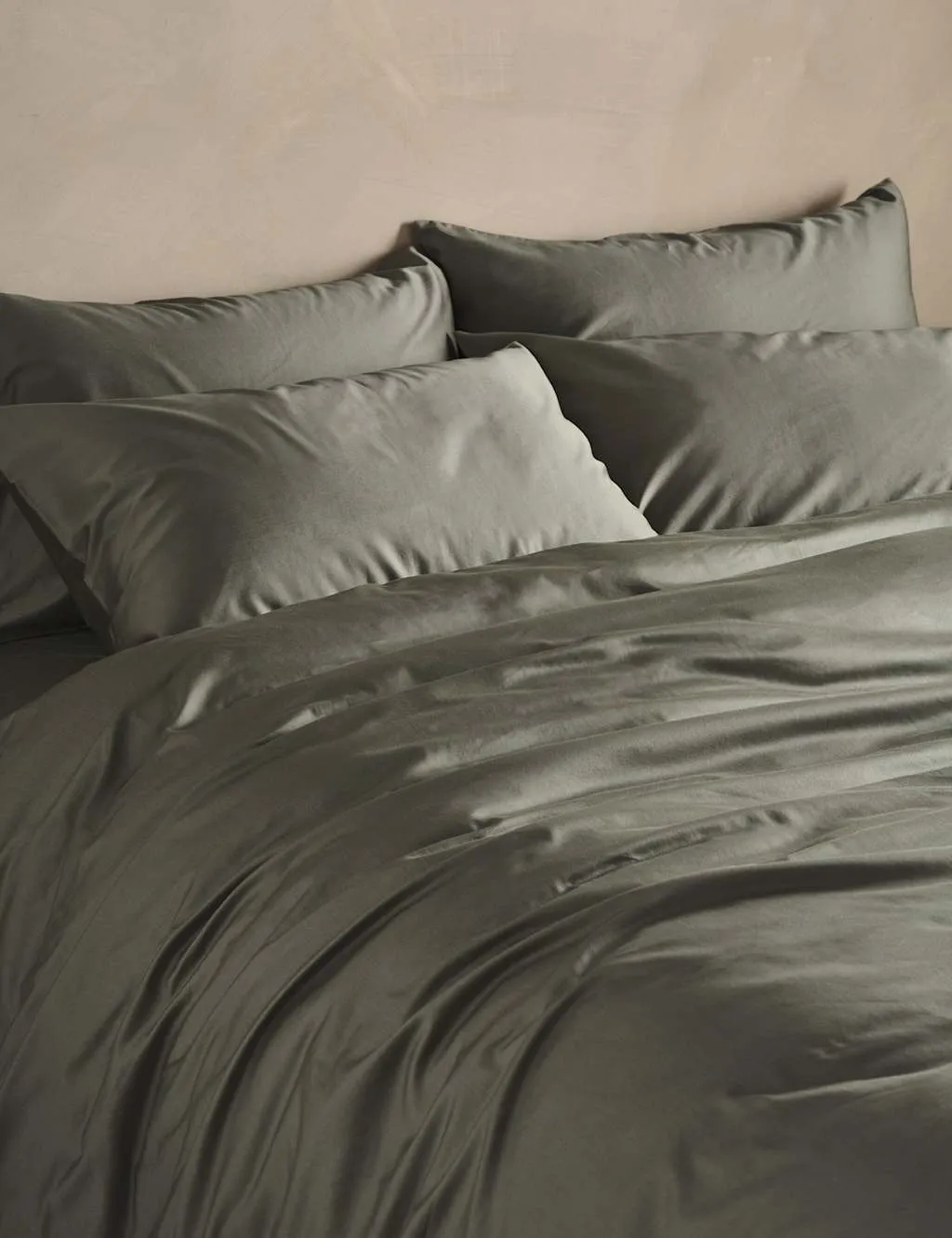 Bedfolk Pure Cotton Sateen Fitted Sheet Khaki