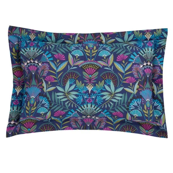Lucille Navy 100% Cotton Oxford Pillowcase 3