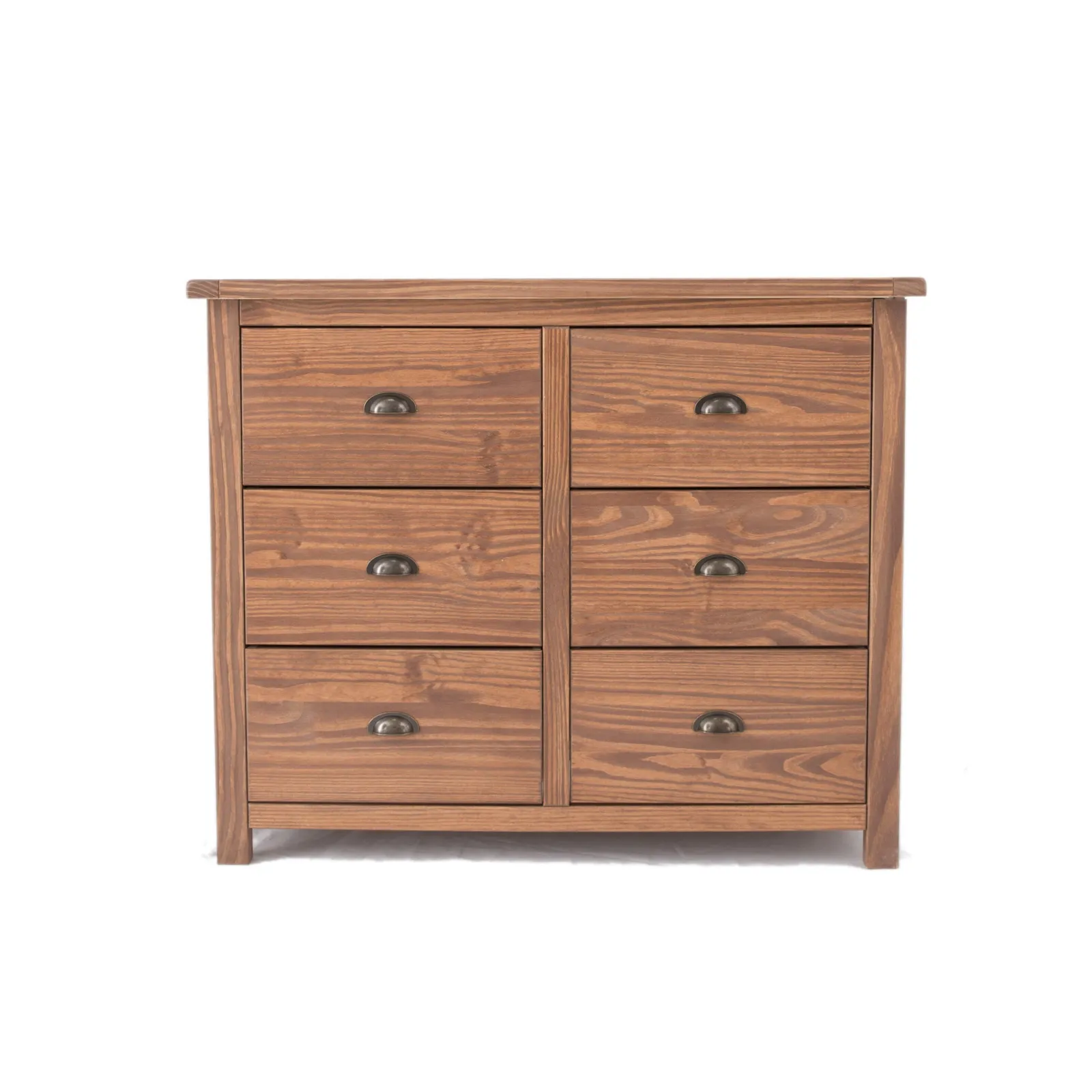Cabinet Bits Padua 6 Drawer Chest of Drawers Brass Cup Handle in Brown 2