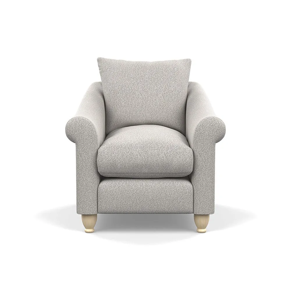 Heal's Devon Armchair Chunky Boucle Ecru Natural Feet