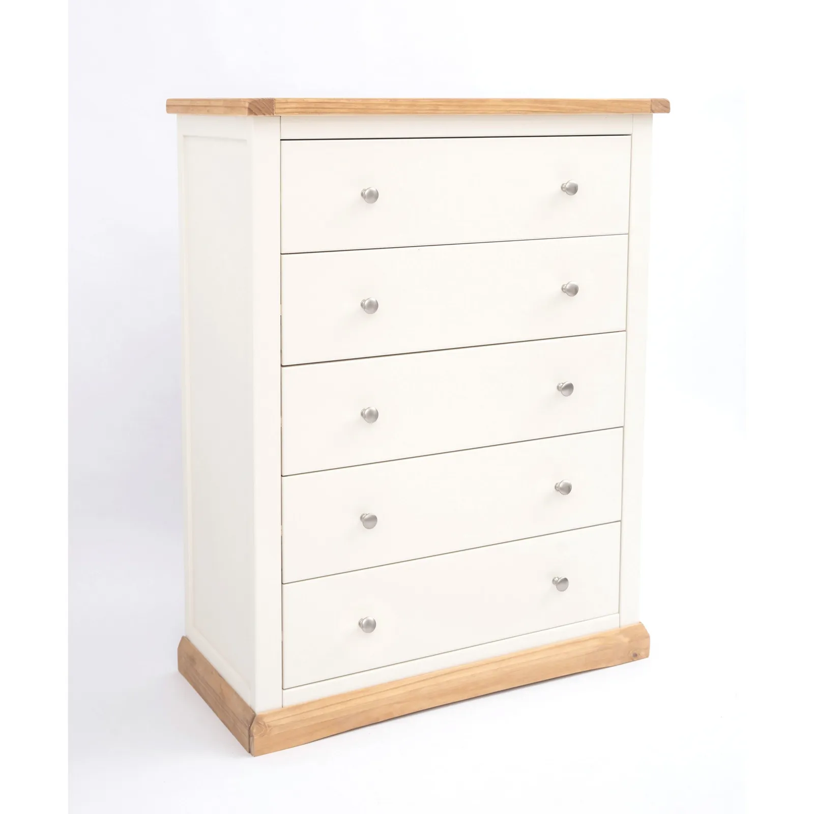 Cabinet Bits Trevi 5 Drawer Chest of Drawers Chrome Knob in Off-White 2