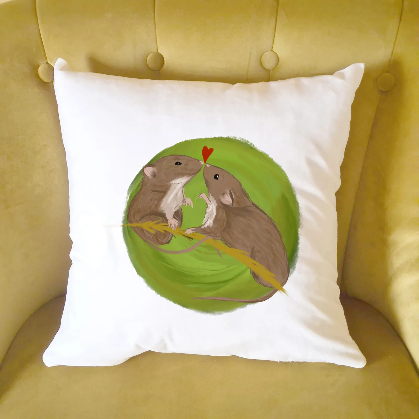 Afewhometruths Mates for Life Gift for Couples Oldfield Mice Love Cushion - Anniversary, Wedding Gift in Off-White