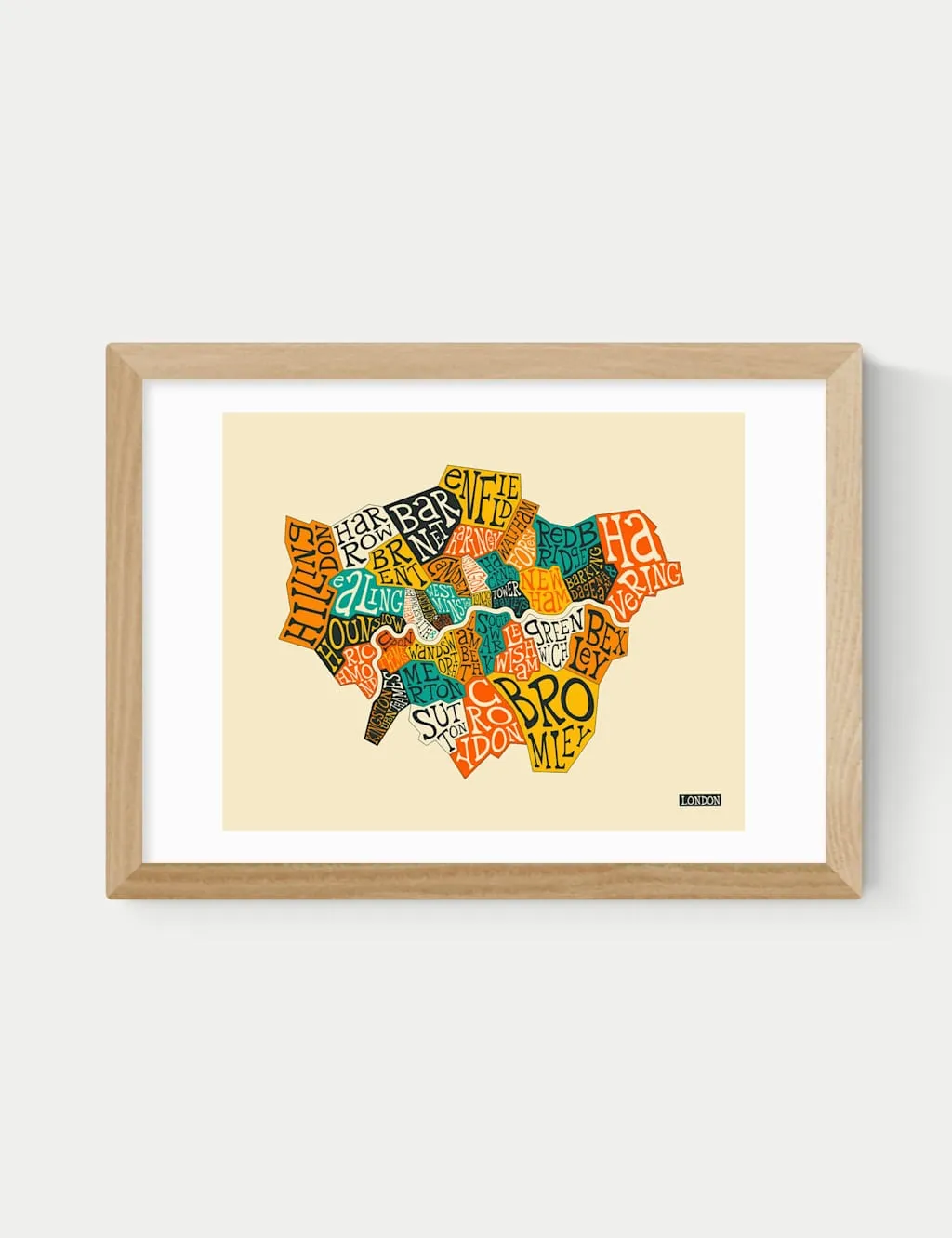 East End Prints London Boroughs Framed Art Print Natural
