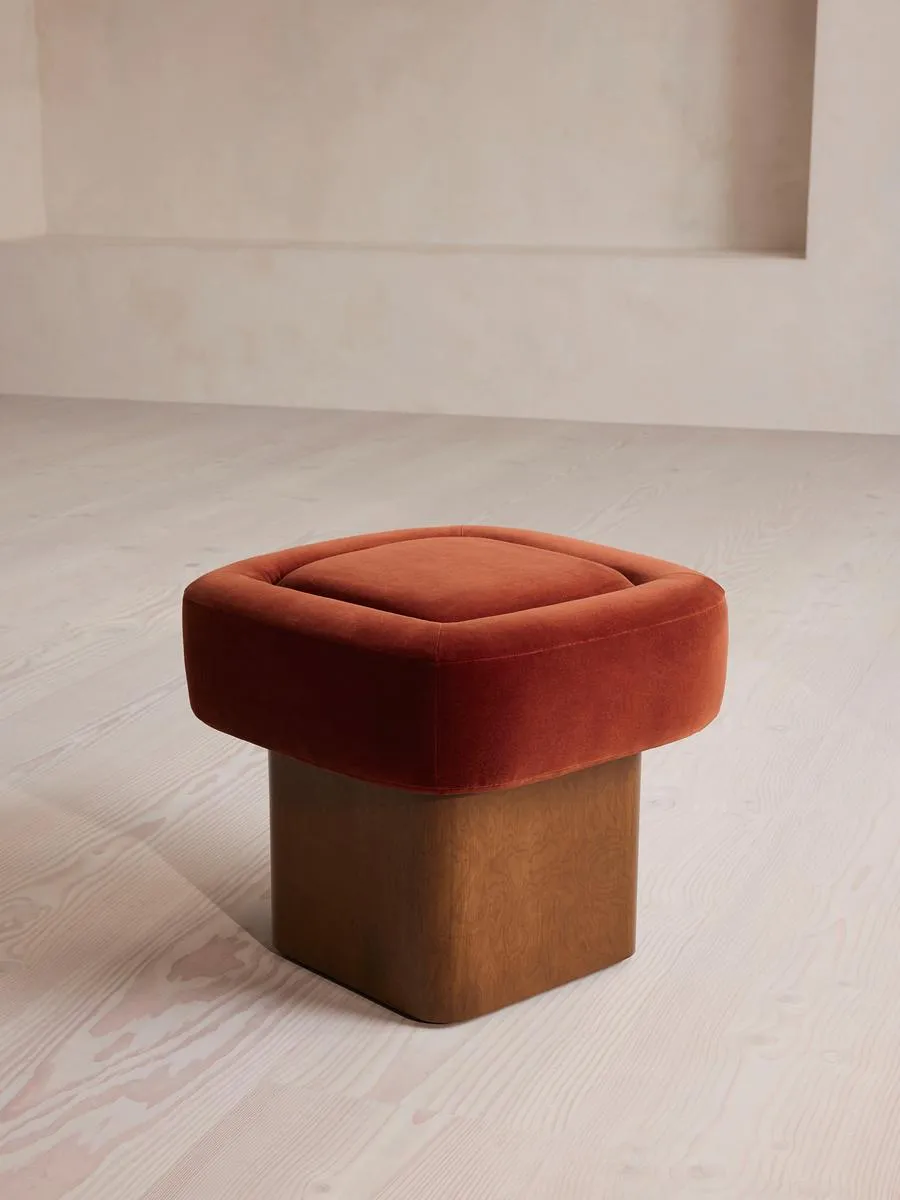 Ralph Footstool, Velvet, Rust