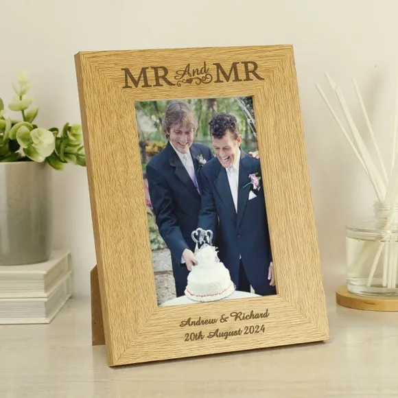 Personalised Mr and Mr Oak Finish Photo Frame 2