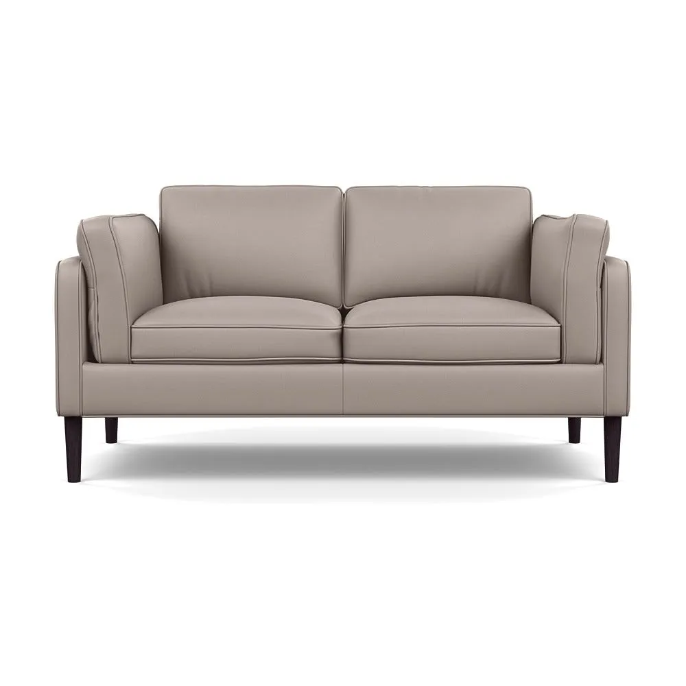 Heal's Sonno 2 Seater Leather Grain Light Grey 060 Wenge Black Feet 1