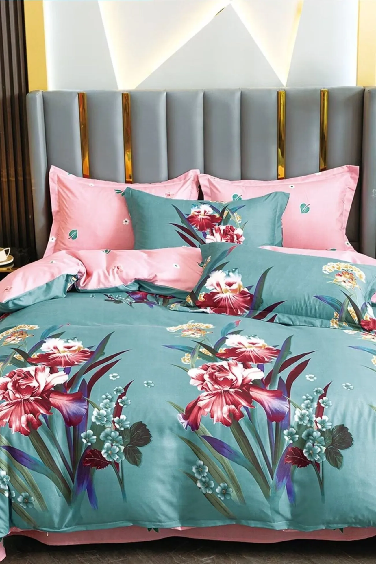 Ezysleep Jasmine Printed Duvet Set in Turquoise 2