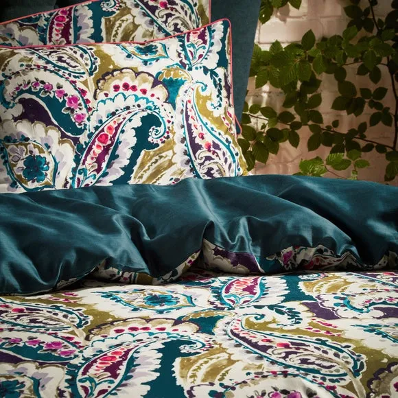 EW by Edinburgh Weavers Aretha Paisley Teal 100% Cotton Sateen Duvet Cover & Pillowcase Set 3