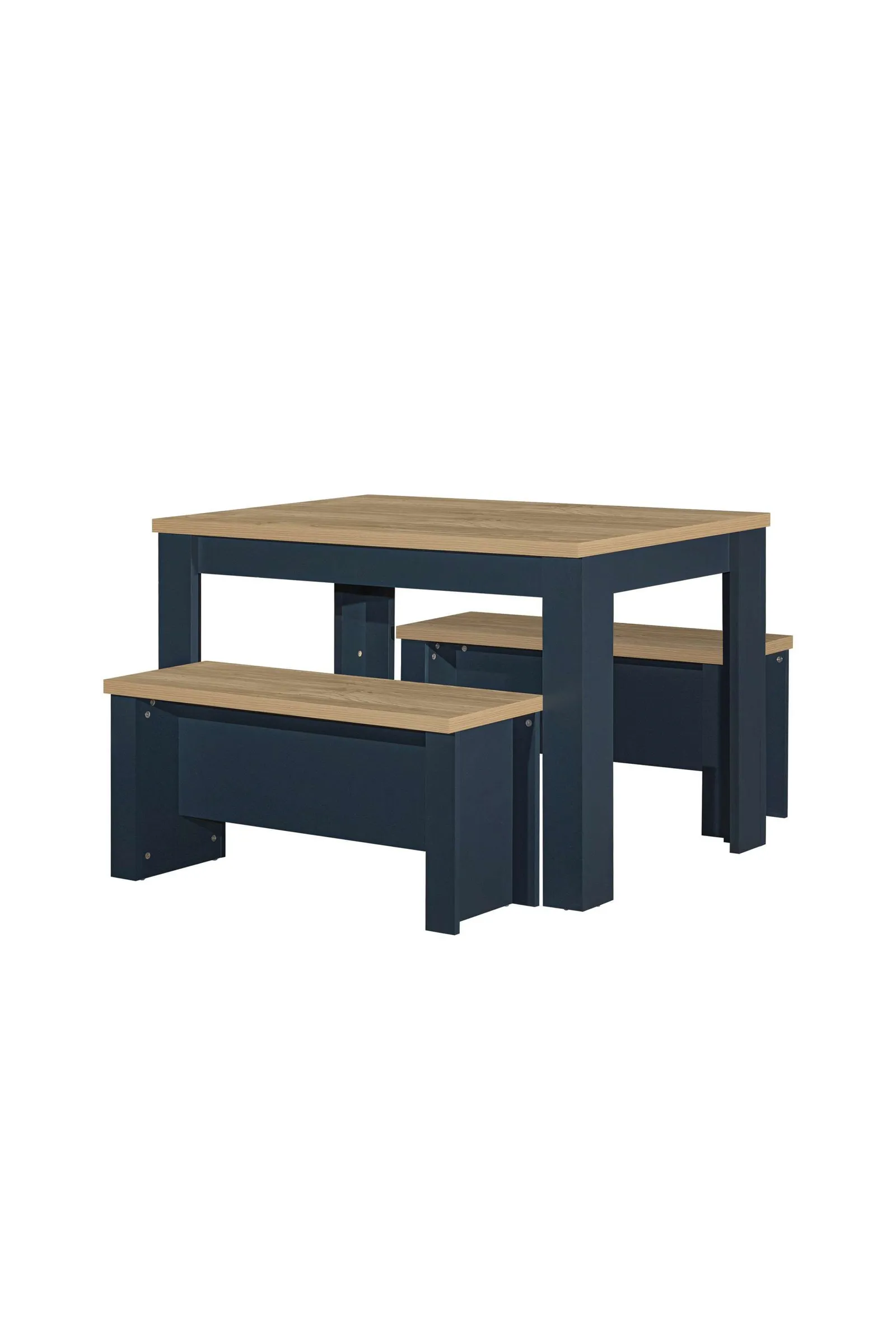 Birlea Dining Table & Bench Set Highgate 2 Kitchen Traditional in Dark Navy 6