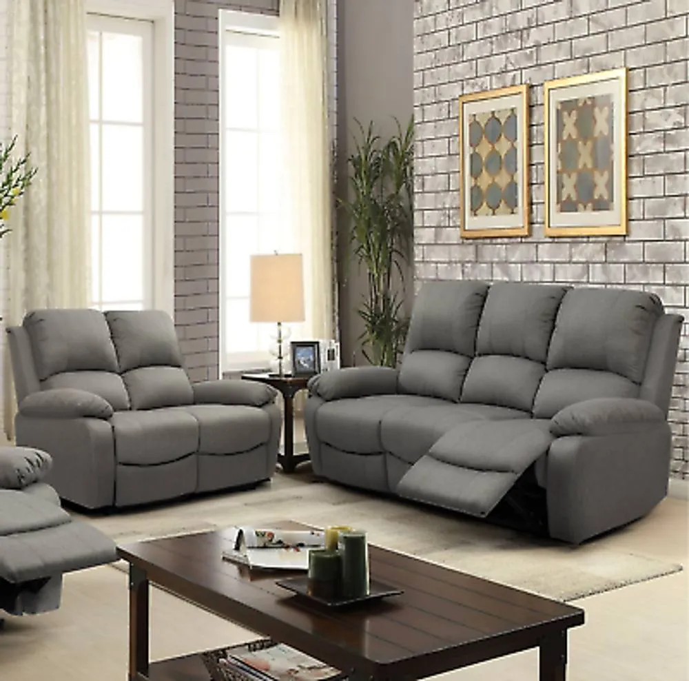 Comfy Living Ltd Luxury Fabric Reclining 3 Seater Sofa 2 Seater Sofa & Chair Set in Light Grey