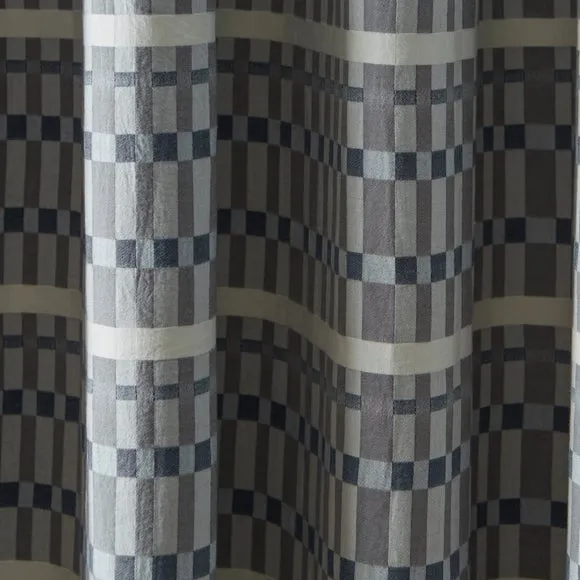 Ash Geometric Blackout Eyelet Curtains 3