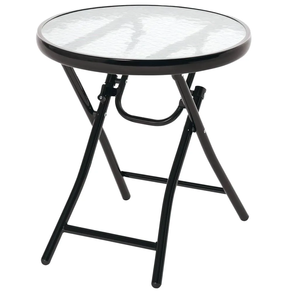 OUTSUNNY Folding Garden Table Foldable Table with Safety Buckle Black 2