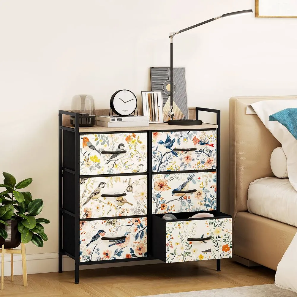 HOMCOM Chest of Drawers for Bedroom, Fabric Dresser with Shelf 2