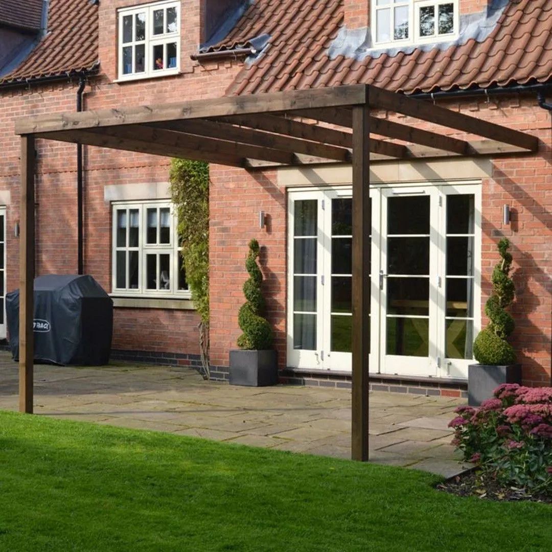 Rutland County Garden Furniture Ltd Wall Mounted Box Pergola - L240 x W240 x H270 cm - Rustic Brown