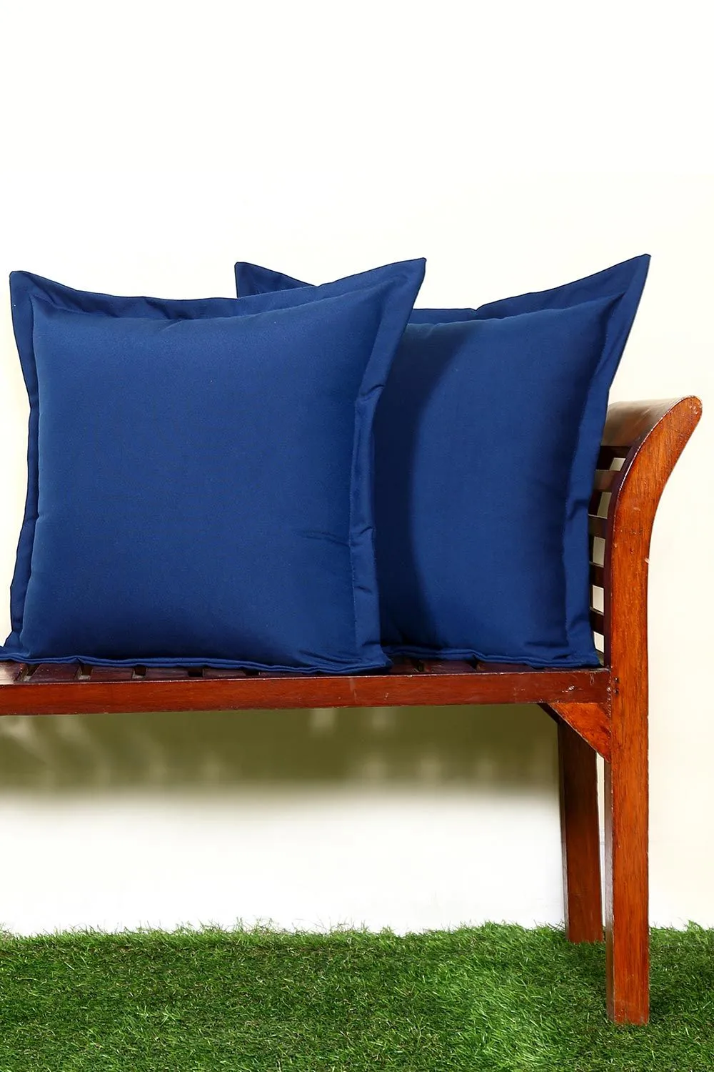 Homescapes Luxury Waterproof Plain Outdoor Cushion 45 x 45 cm, Set of 2 in Blue 2