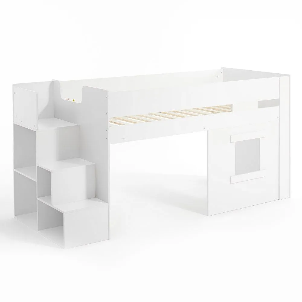 Flair Marlowe Mid Sleeper Bed with Steps & Storage in White 3