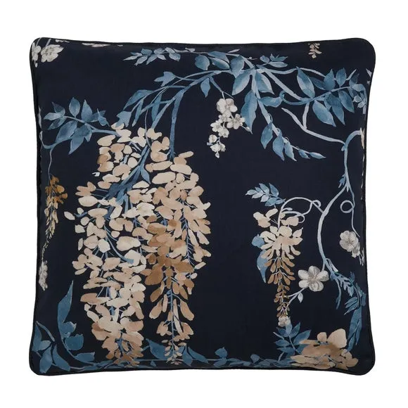 Wisteria Floral Cotton Square Filled Cushion 2