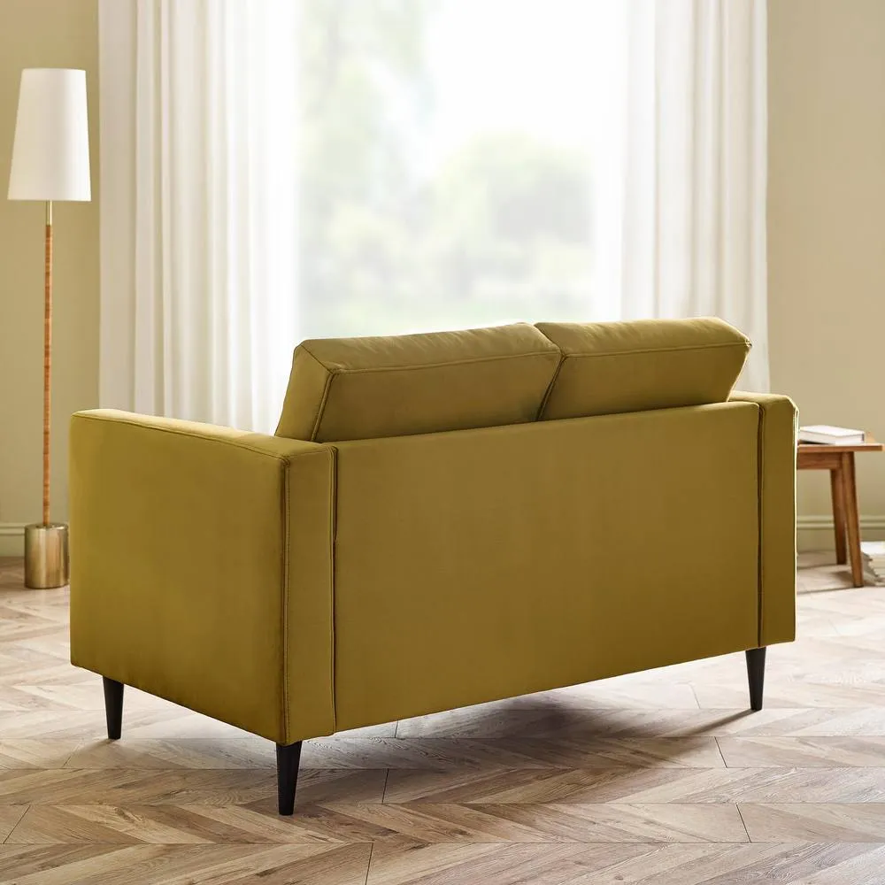 FurnitureboxUK Jade 2-Seater Soft Touch Velvet Sofa With Solid Wood Frame in Mustard 3
