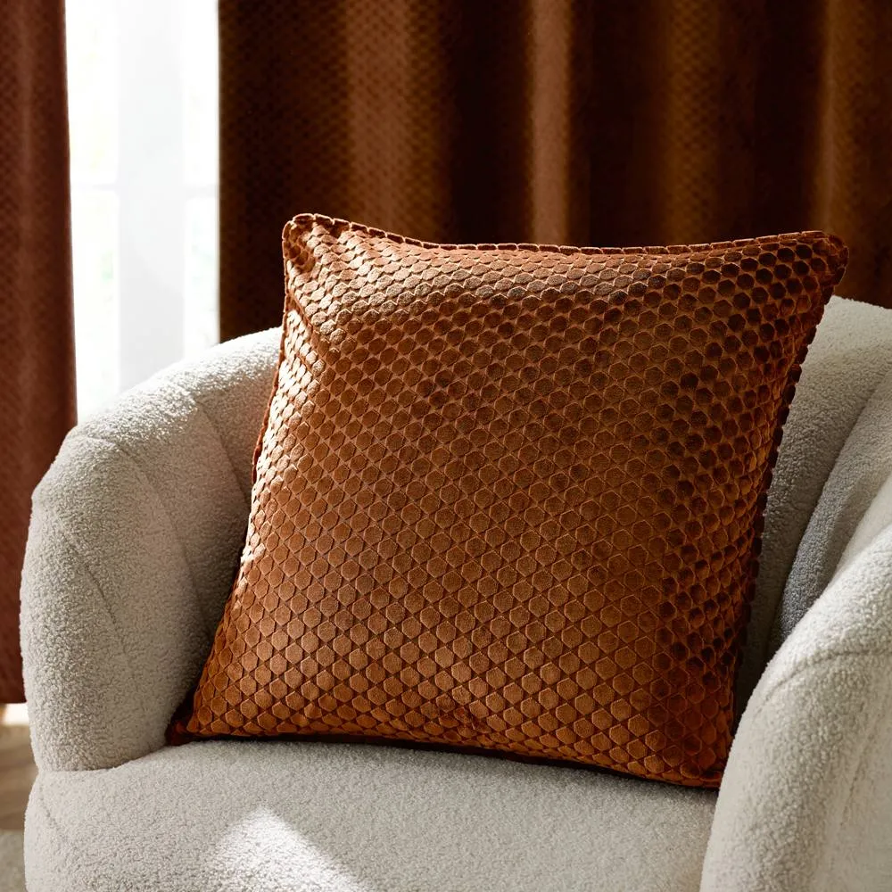 Paoletti Neptune Velvet Cushion in Copper