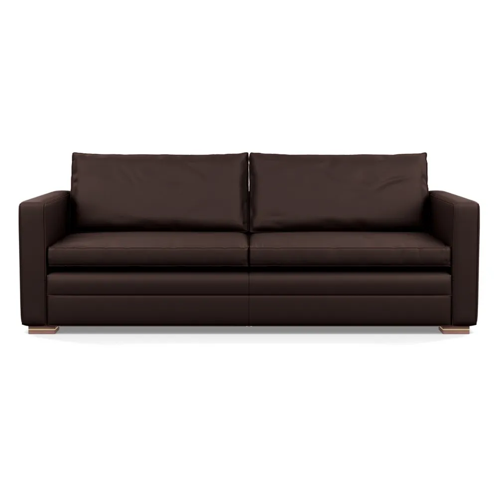 Heal's Palermo 4 Seater Sofa Leather Grain Chocolate 066 Brass and Walnut Feet 1