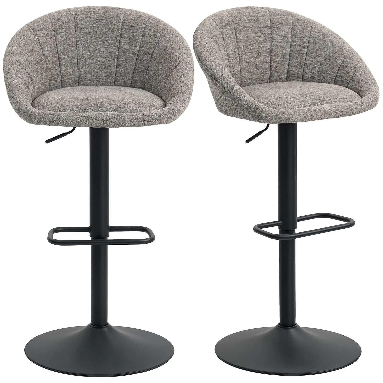 HOMCOM Swivel Bar Stools Set of 2 Height Adjustable Bar Chairs in Grey 2