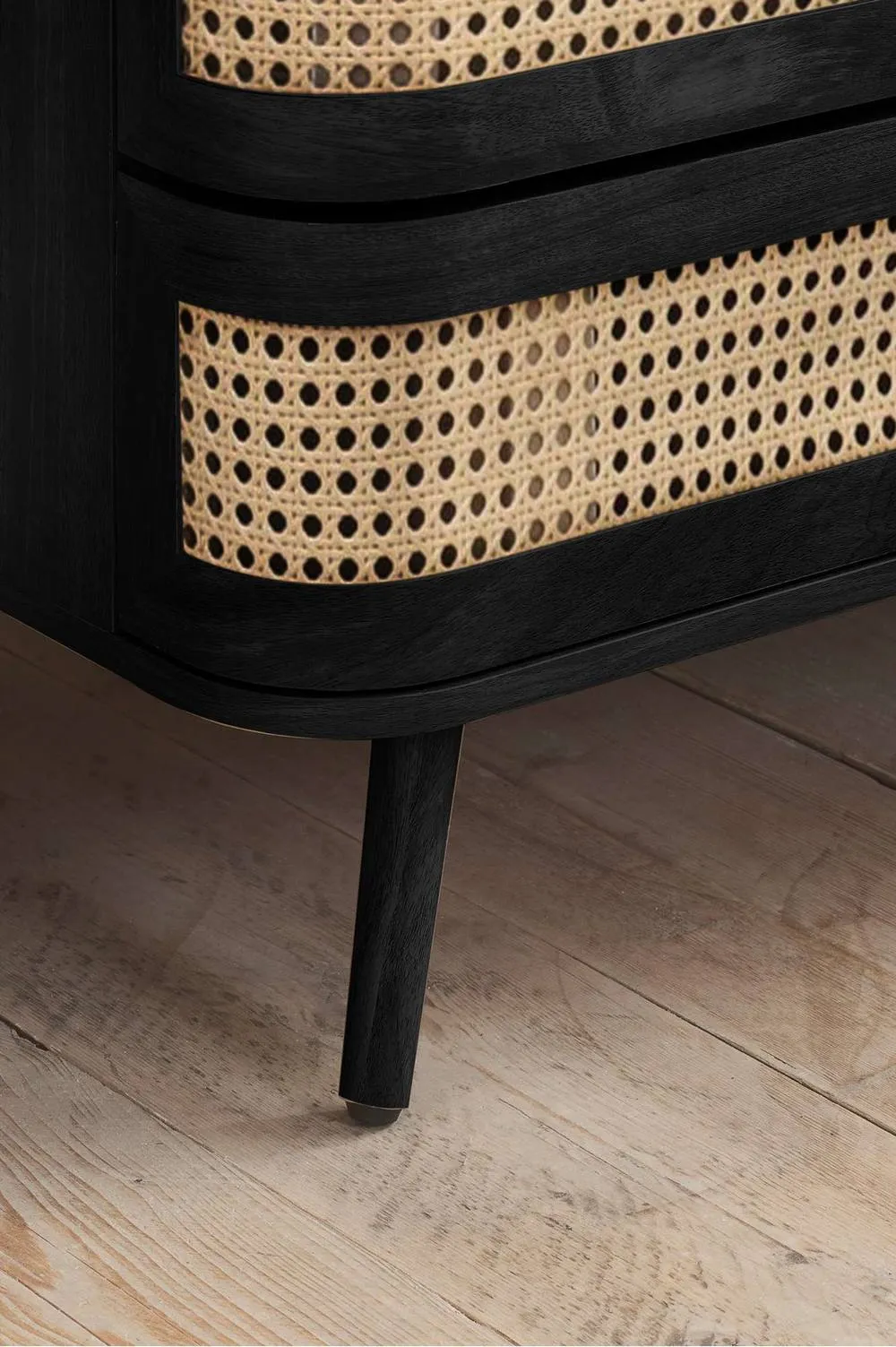 Birlea Pair of Rattan Bedside Cabinet 2 Drawer Black Sark Side Table 2
