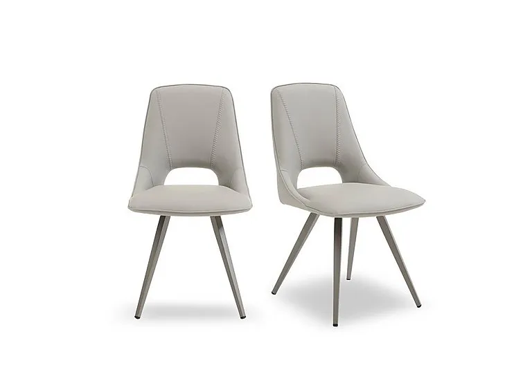 Matera Pair of Faux Leather Dining Chairs with Taupe Legs