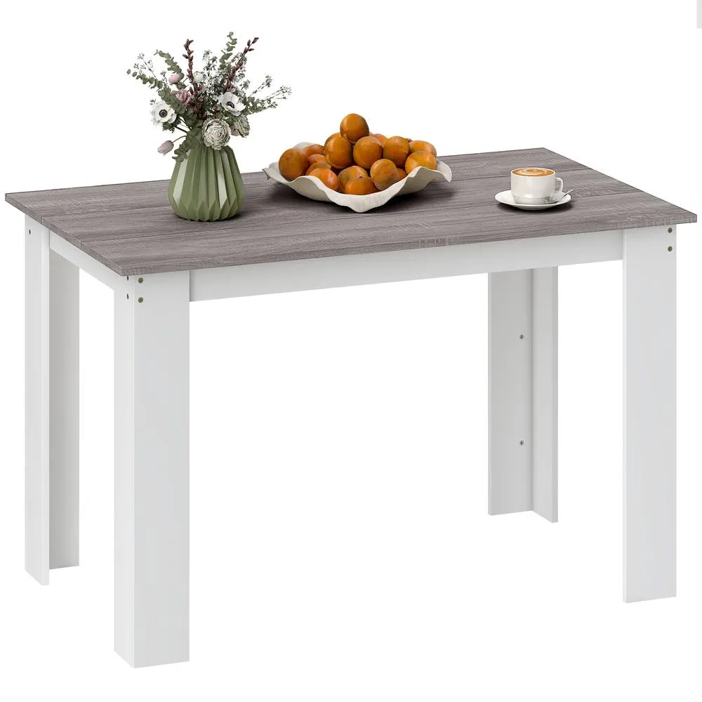 HOMCOM Dining Table for 4-6 People, Wood Effect Tabletop, Grey 2