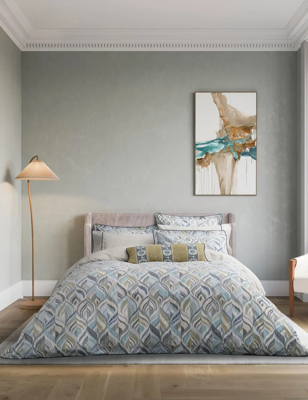 Bedeck of Belfast Pure Cotton Rayanne Bedding Set Teal Mix