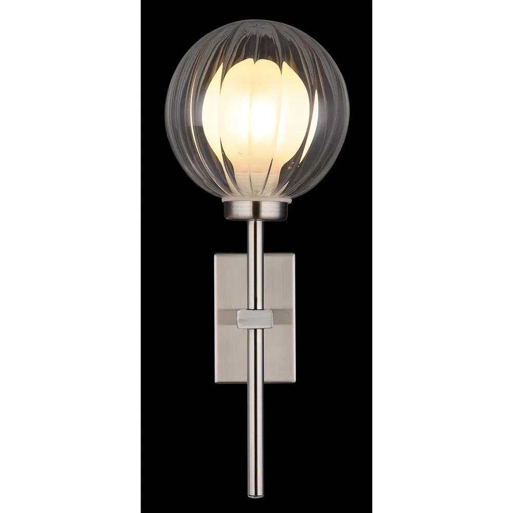 Netlighting Ander Globe Wall Lights Nickel Matt IP44 Ball Clear Glass Shade 1x G9 in Grey 5