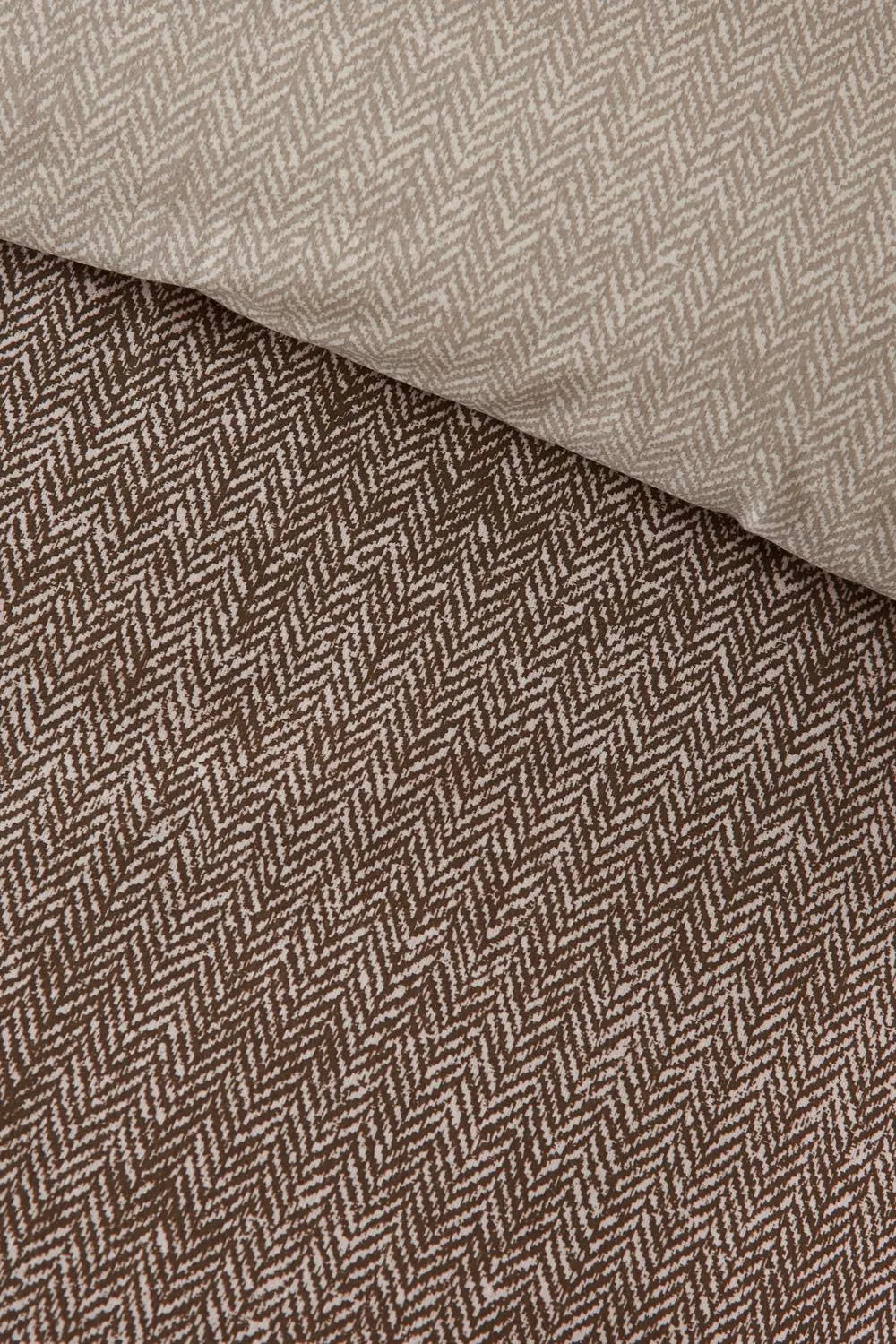 Catherine Lansfield Brushed Herringbone Cotton Reversible Duvet Cover Set in Chocolate 4