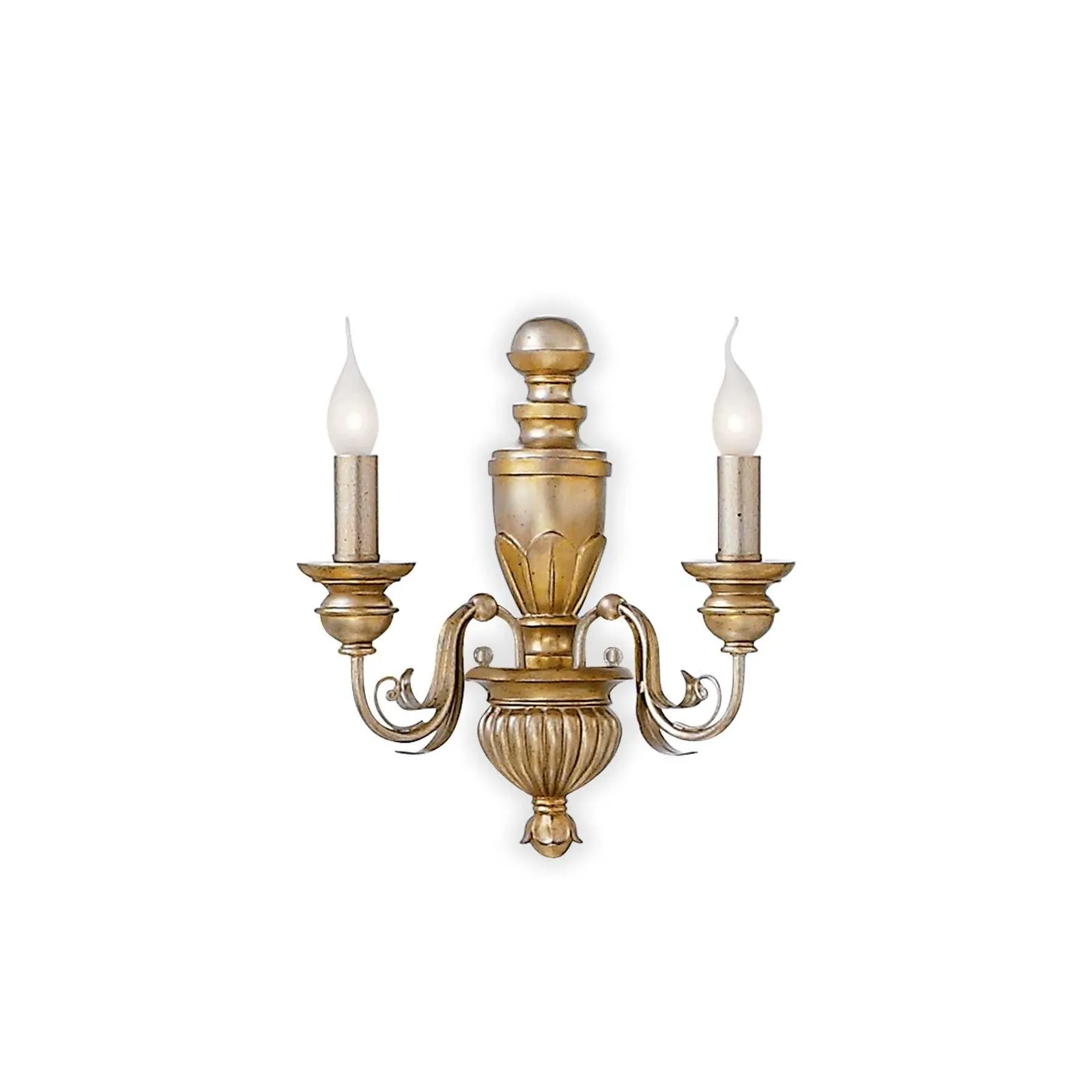 Netlighting Dora 2 Light Indoor Candle Wall Light Antique Brass E14 in Yellow
