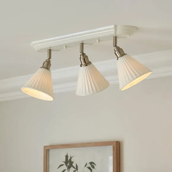 Lilbourne Ribbed Ceramic 3 Light Adjustable Flush Spotlight
