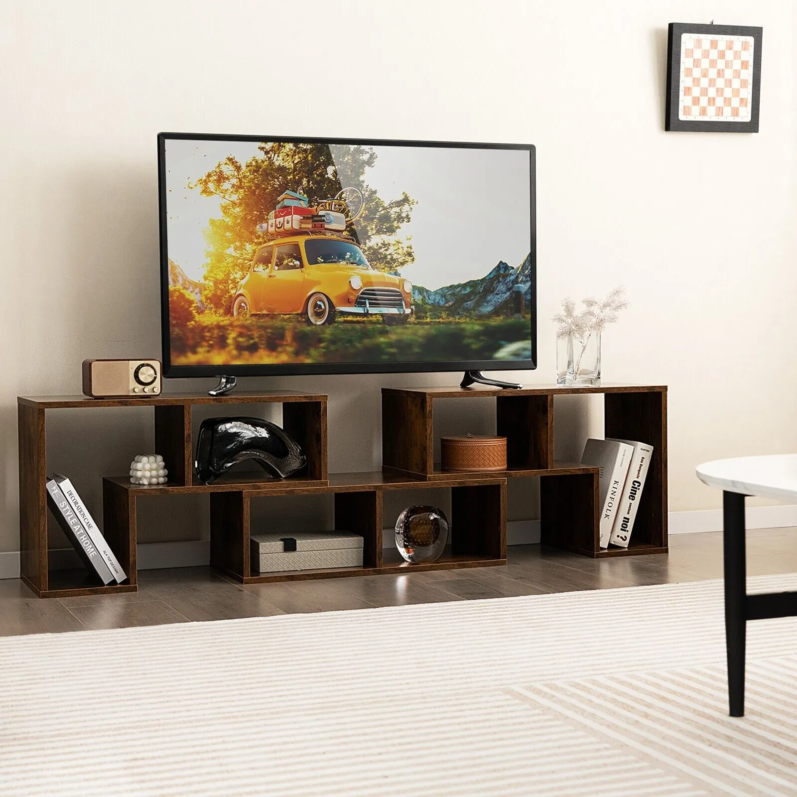 Costway TV Stand for TVs up to 65 Inches Free Combination Adjustable TV Cabinet Center in Brown 4