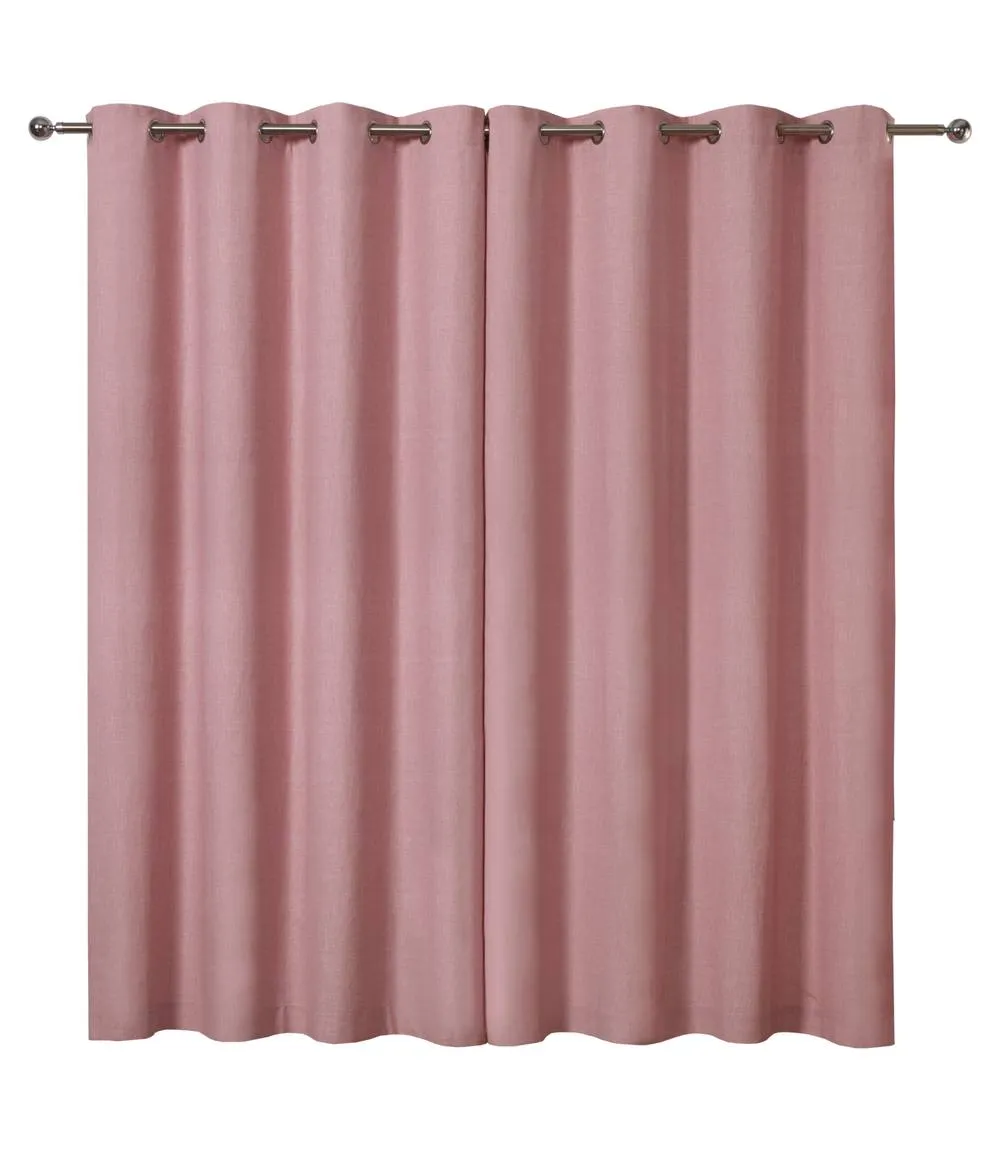Smart Living Textured Print Eyelet Lined Curtains for Bedroom & Living - 2 Panels in Pink 2