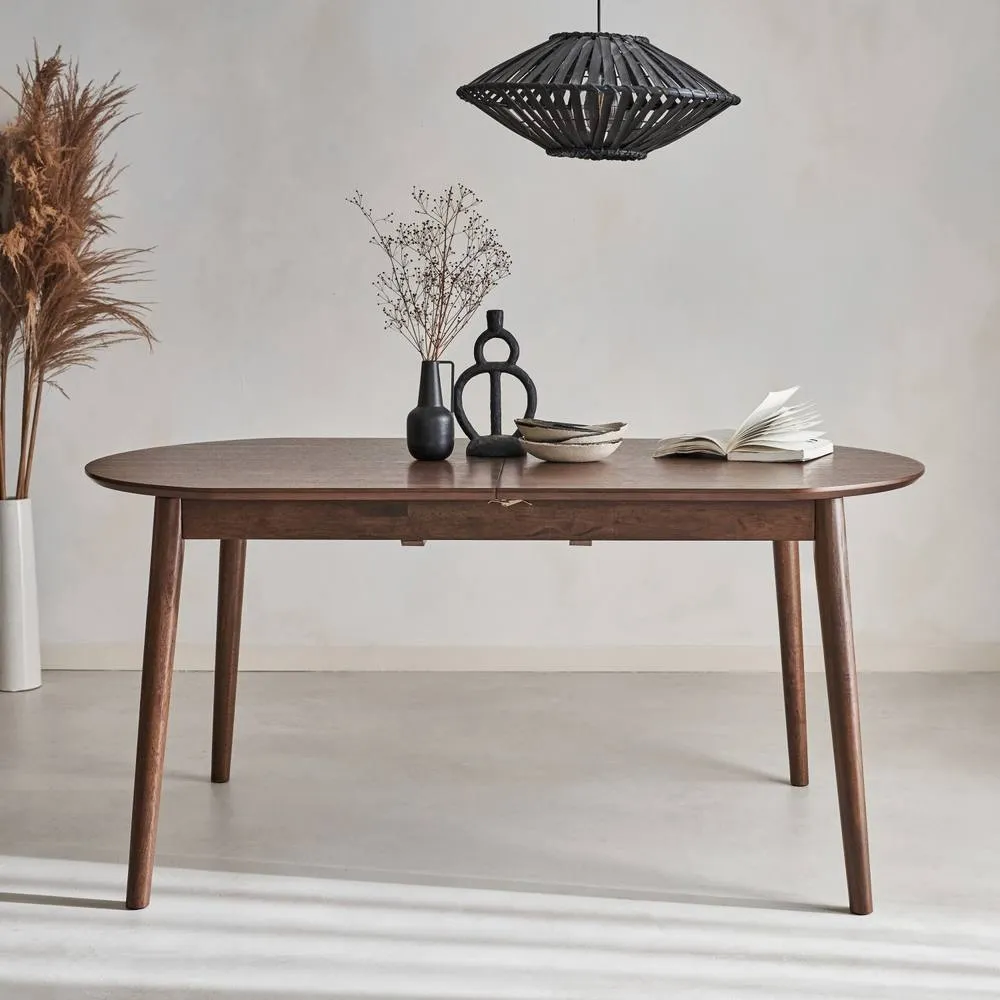 sweeek 6 to 8-seater extendable oval dining table in Dark Brown 1